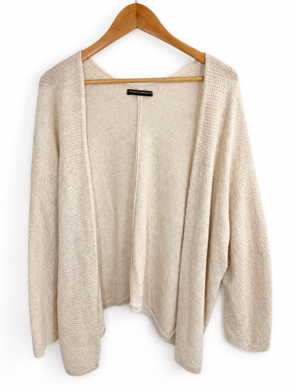 Brandy Melville Cream Open-Front Wool Blend Knit Cardigan